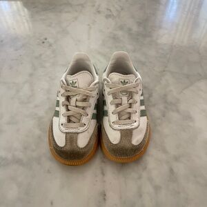 Adidas Kids White and Green Sneakers